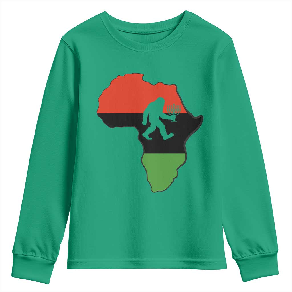 Funny Kwanzaa Bigfoot Lover Youth Sweatshirt Festival Of Lights African Heritage Gift - Print Your Wear