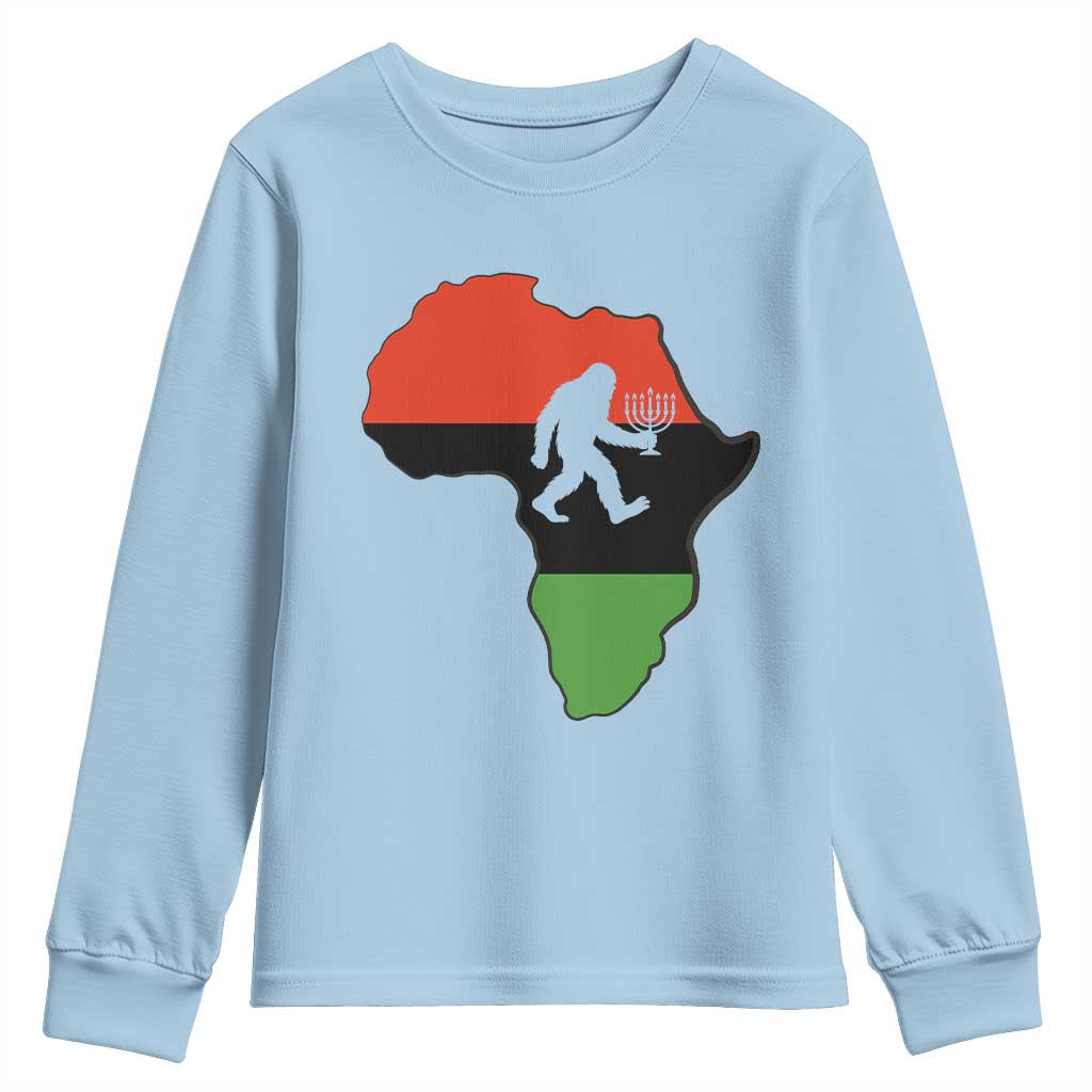 Funny Kwanzaa Bigfoot Lover Youth Sweatshirt Festival Of Lights African Heritage Gift TS12 Light Blue Print Your Wear