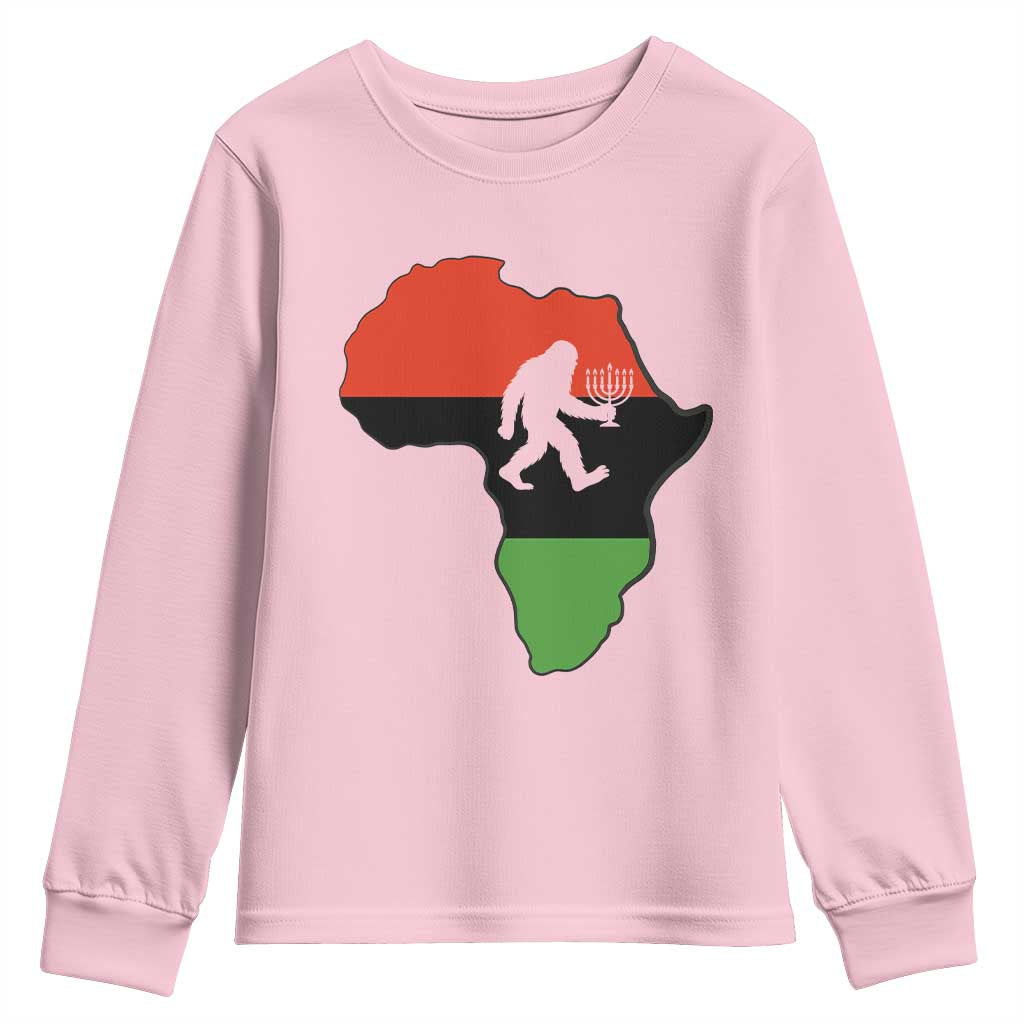 Funny Kwanzaa Bigfoot Lover Youth Sweatshirt Festival Of Lights African Heritage Gift - Print Your Wear