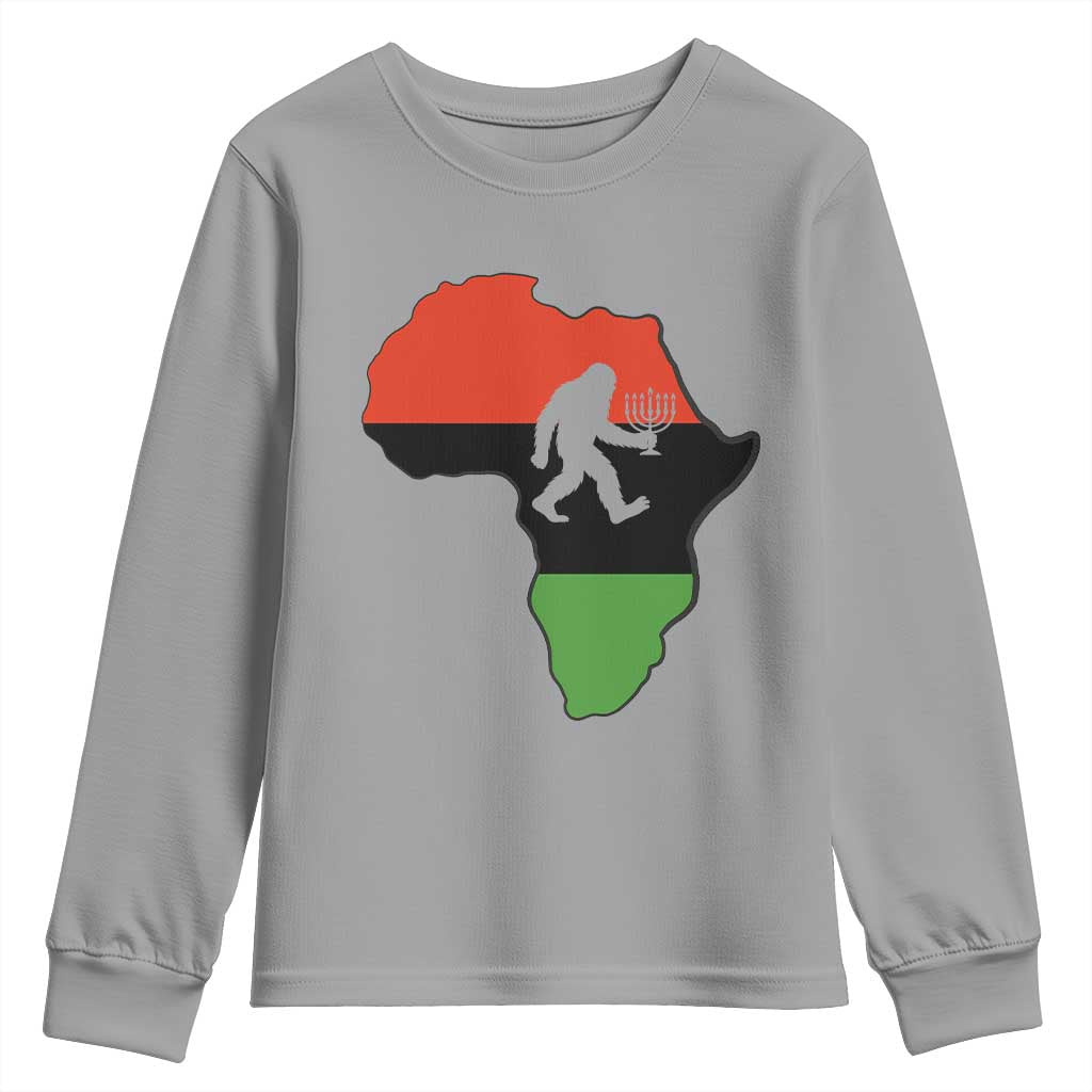 Funny Kwanzaa Bigfoot Lover Youth Sweatshirt Festival Of Lights African Heritage Gift - Print Your Wear