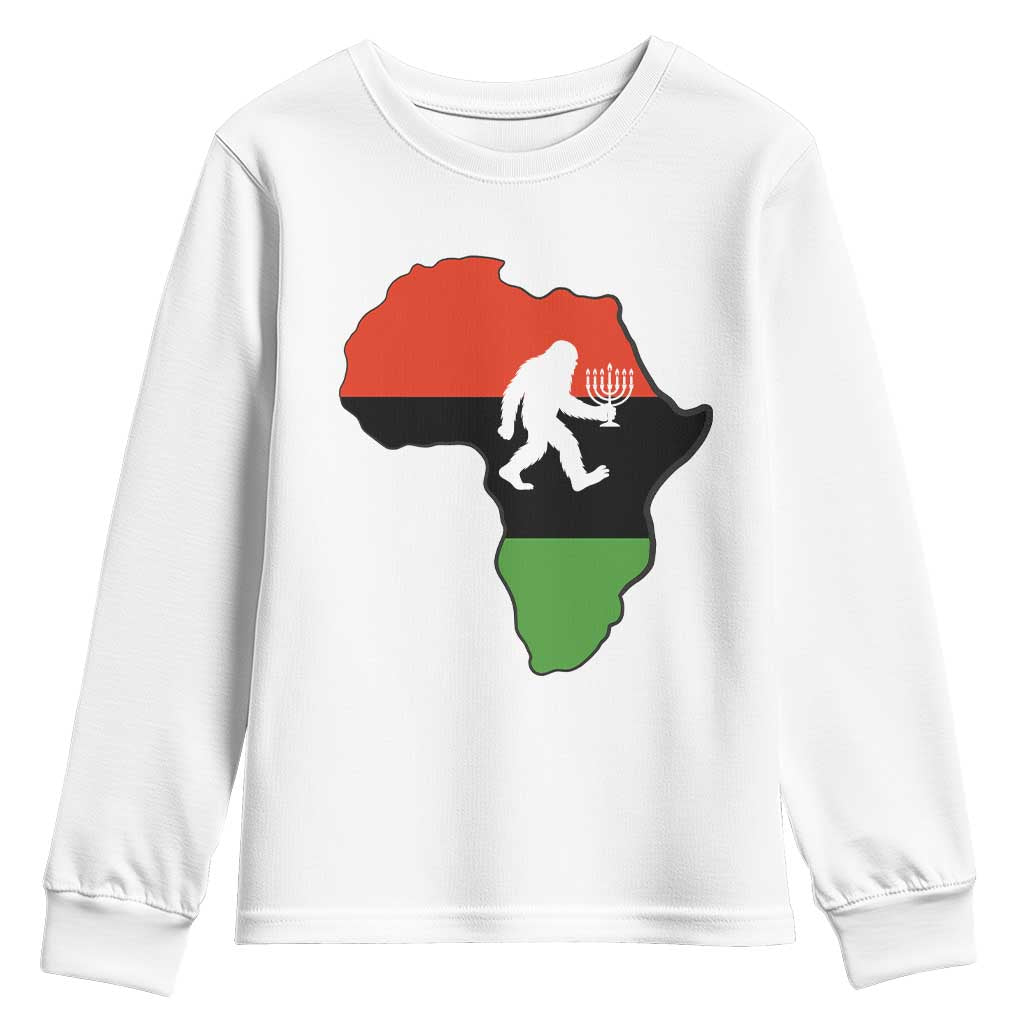 Funny Kwanzaa Bigfoot Lover Youth Sweatshirt Festival Of Lights African Heritage Gift - Print Your Wear
