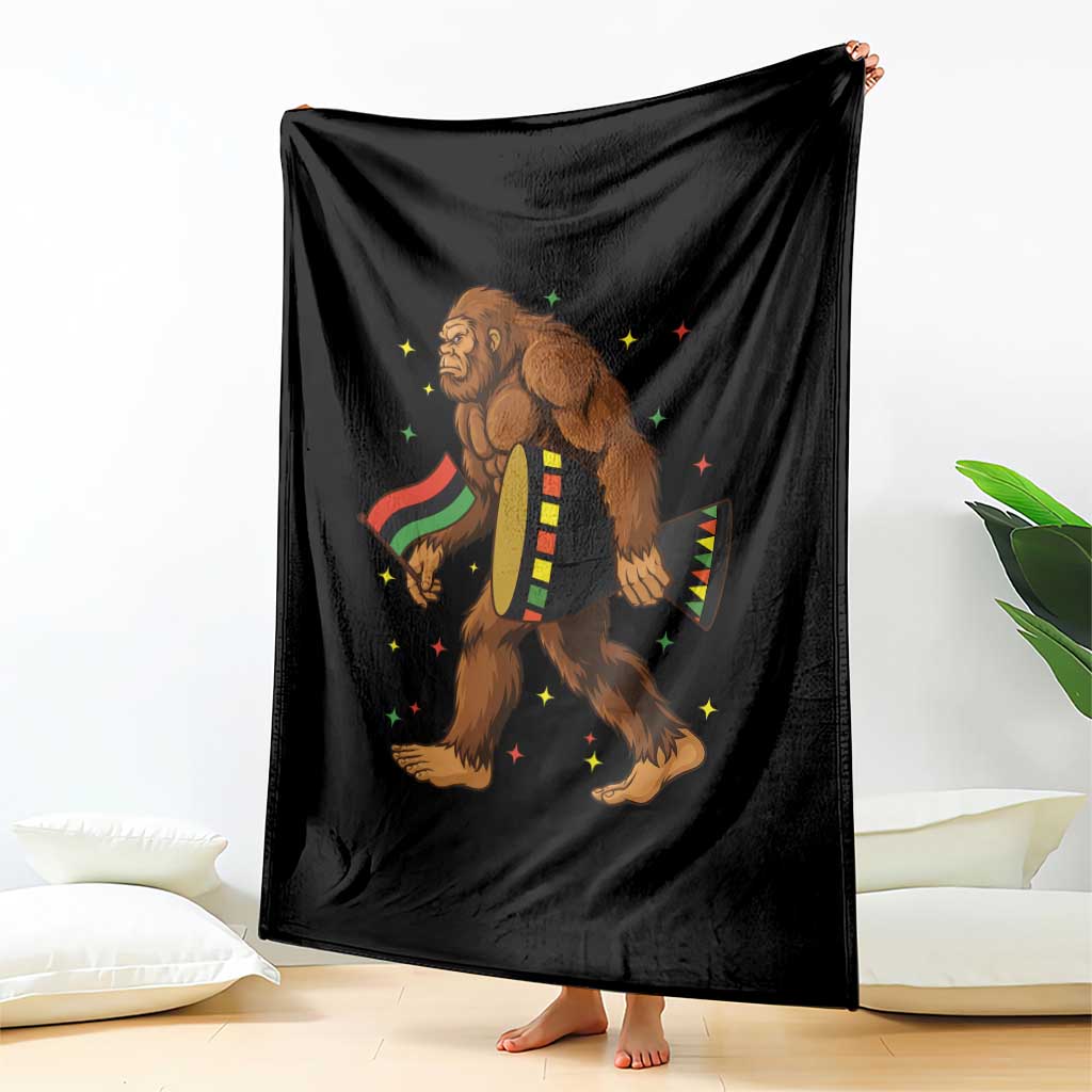 Funny Kwanzaa Bigfoot Lover Throw Blanket African American Holiday Gift - Print Your Wear