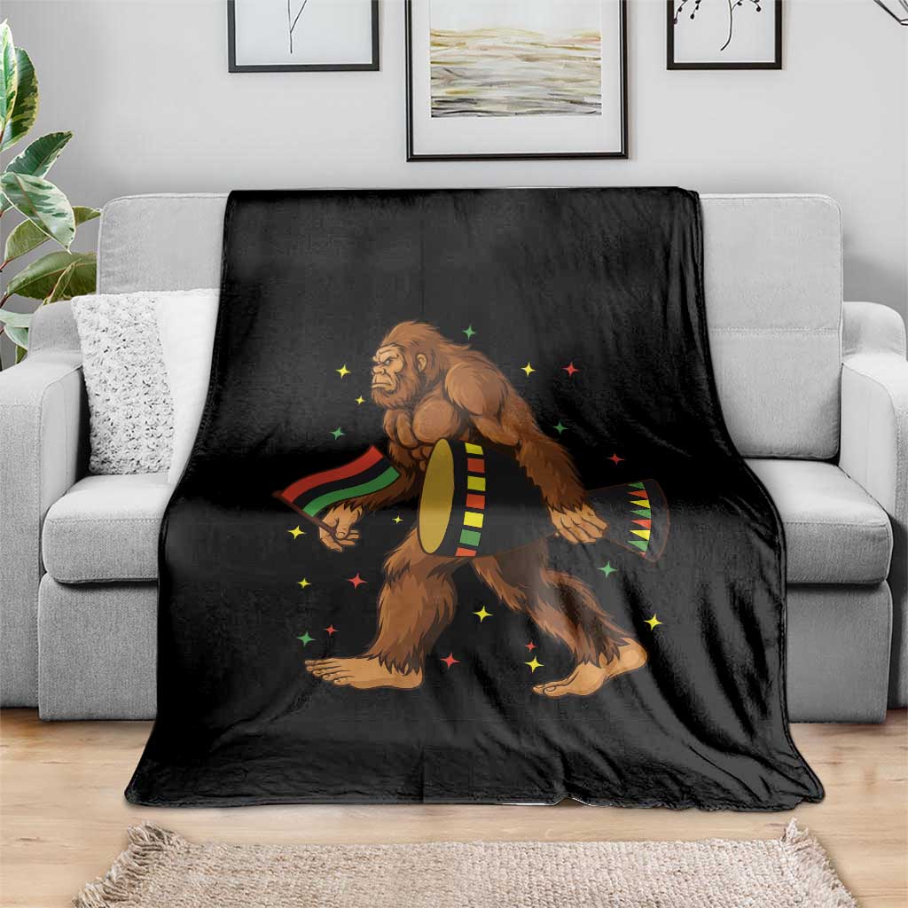 Funny Kwanzaa Bigfoot Lover Throw Blanket African American Holiday Gift - Print Your Wear