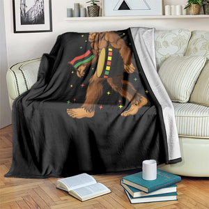 Funny Kwanzaa Bigfoot Lover Throw Blanket African American Holiday Gift - Print Your Wear
