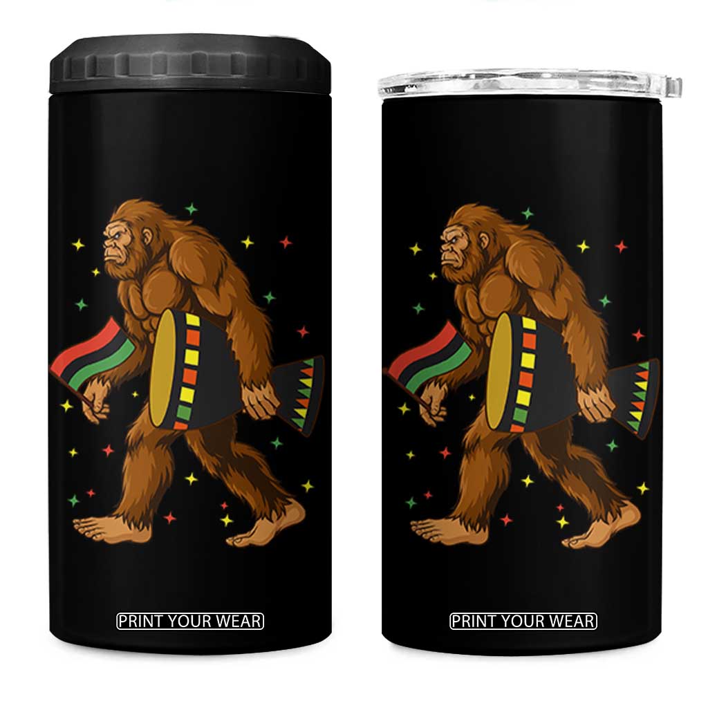 Funny Kwanzaa Bigfoot Lover 4 in 1 Can Cooler Tumbler African American Holiday Gift - Print Your Wear