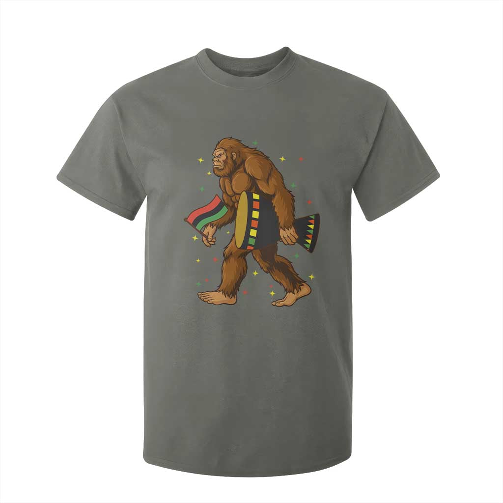 Funny Kwanzaa Bigfoot Lover T Shirt For Kid African American Holiday Gift TS12 Military Green Print Your Wear