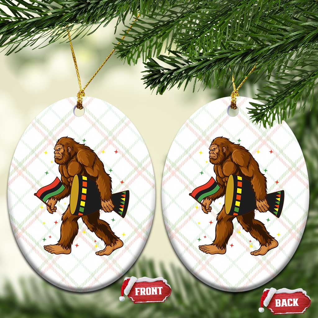 Funny Kwanzaa Bigfoot Lover Ceramic Ornament African American Holiday Gift - Print Your Wear