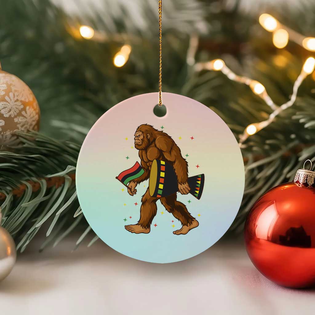 Funny Kwanzaa Bigfoot Lover Ceramic Ornament African American Holiday Gift - Print Your Wear