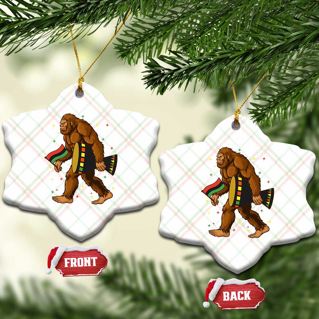 Funny Kwanzaa Bigfoot Lover Ceramic Ornament African American Holiday Gift - Print Your Wear