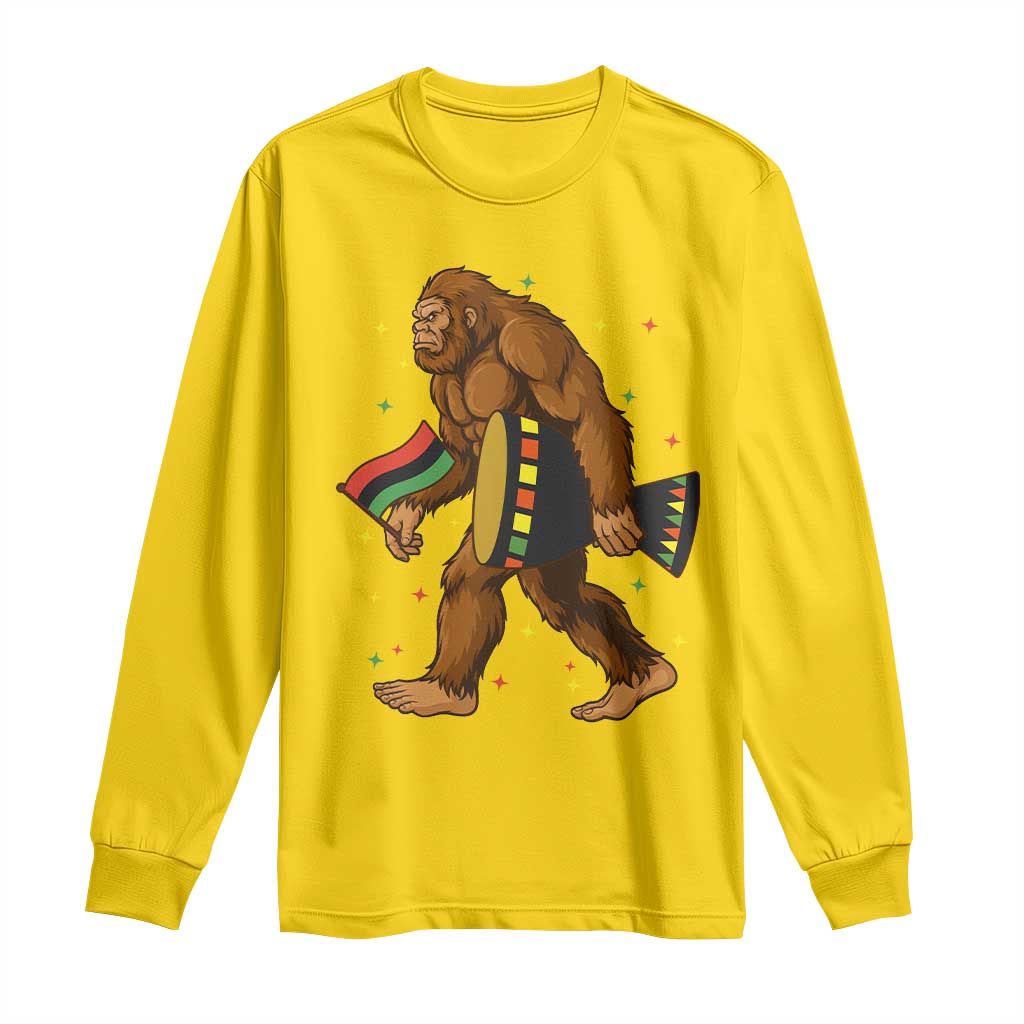 Funny Kwanzaa Bigfoot Lover Long Sleeve Shirt African American Holiday Gift - Print Your Wear