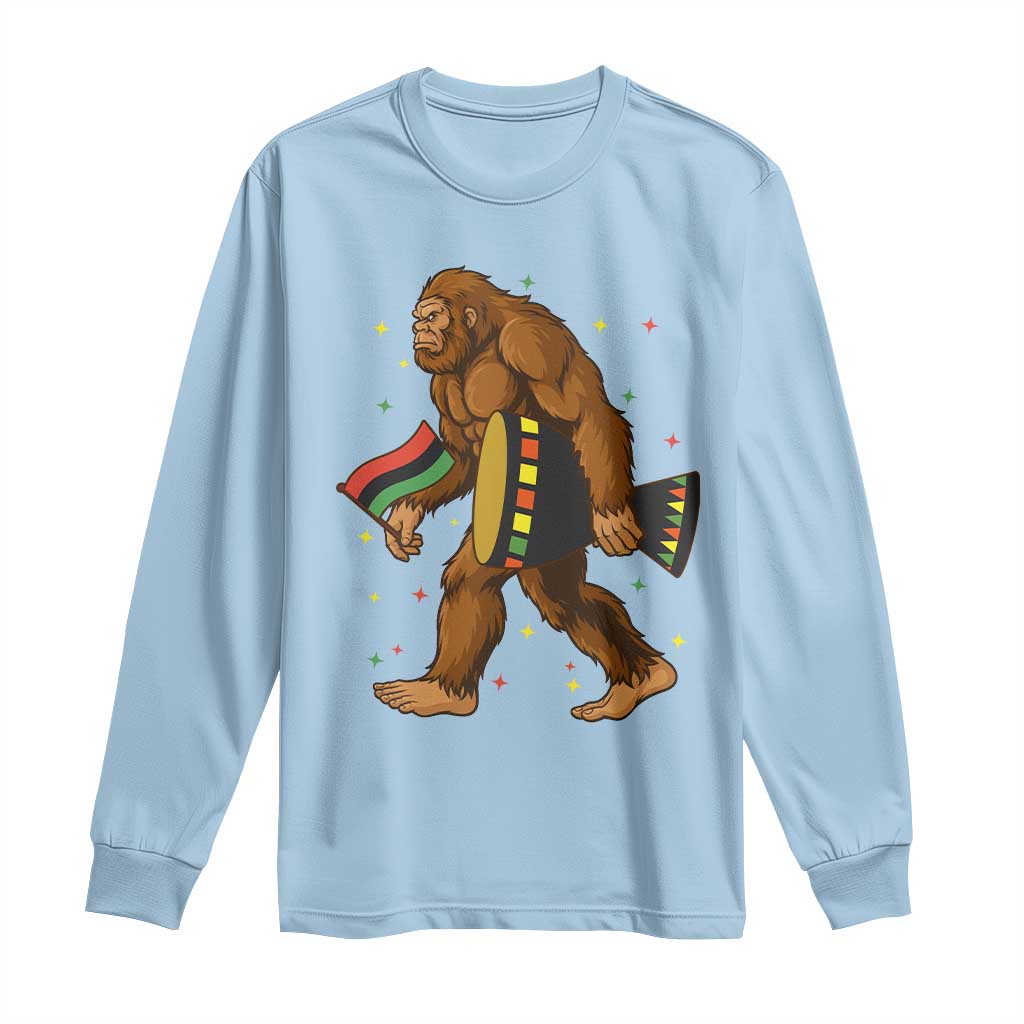 Funny Kwanzaa Bigfoot Lover Long Sleeve Shirt African American Holiday Gift TS12 Light Blue Print Your Wear