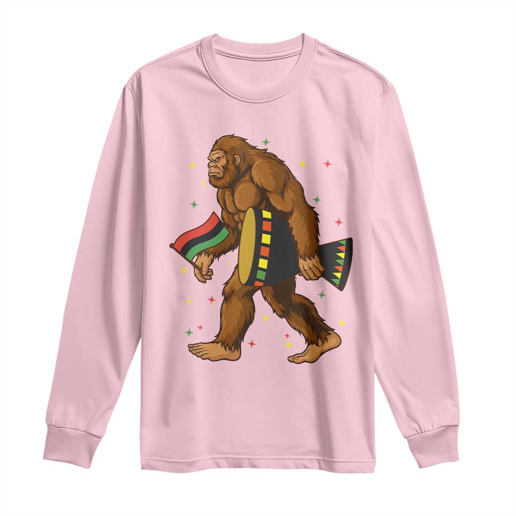 Funny Kwanzaa Bigfoot Lover Long Sleeve Shirt African American Holiday Gift - Print Your Wear