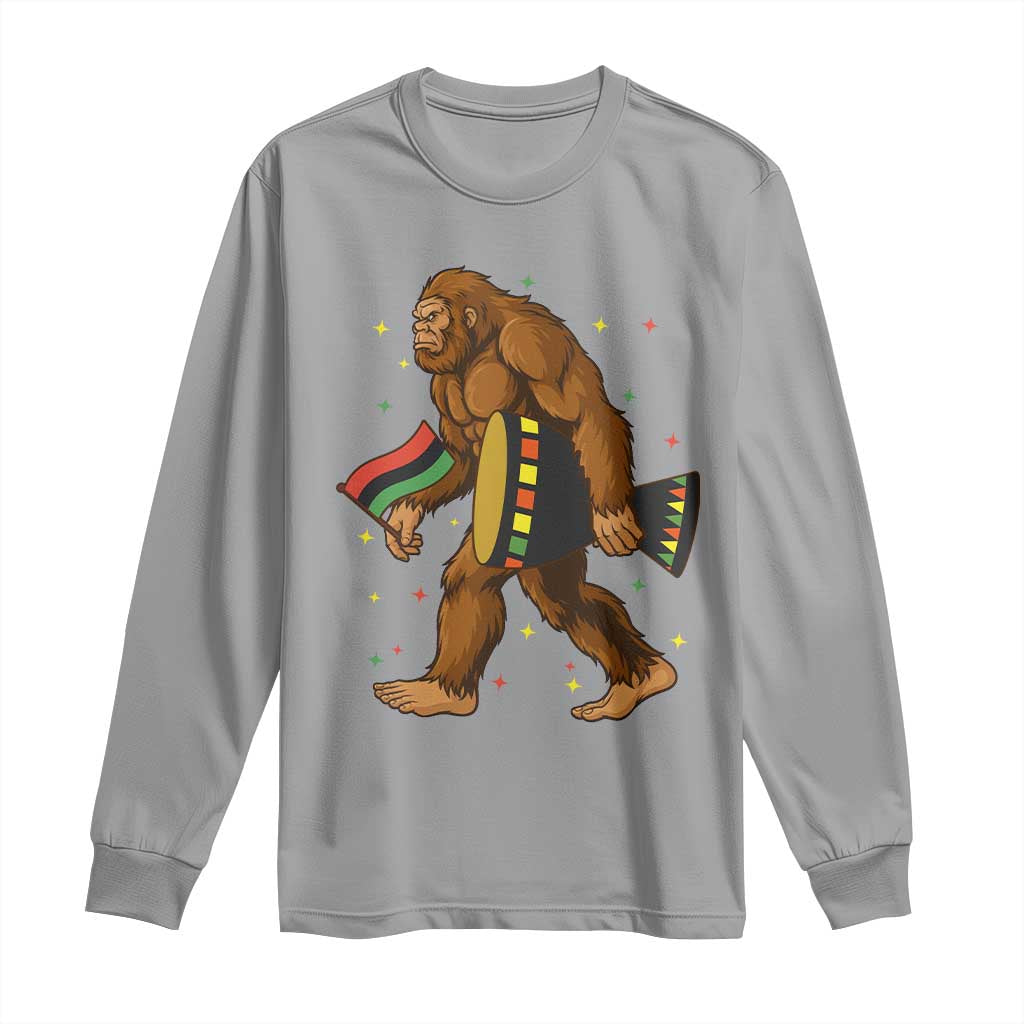 Funny Kwanzaa Bigfoot Lover Long Sleeve Shirt African American Holiday Gift - Print Your Wear