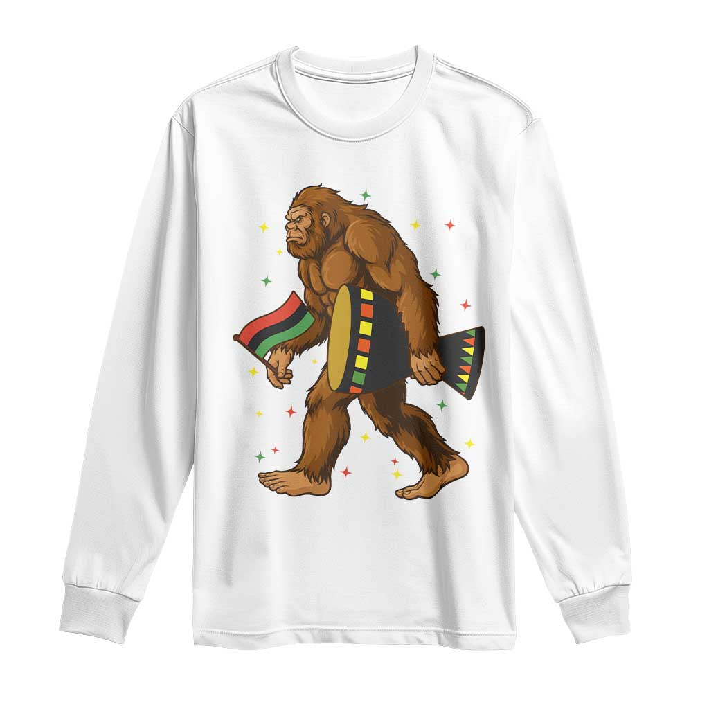 Funny Kwanzaa Bigfoot Lover Long Sleeve Shirt African American Holiday Gift - Print Your Wear