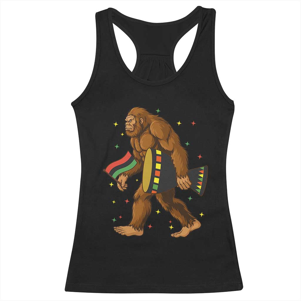 Funny Kwanzaa Bigfoot Lover Racerback Tank Top African American Holiday Gift - Print Your Wear