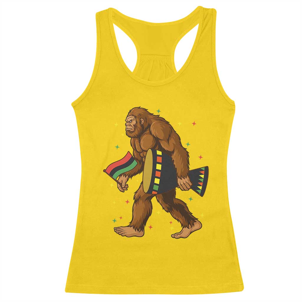 Funny Kwanzaa Bigfoot Lover Racerback Tank Top African American Holiday Gift - Print Your Wear