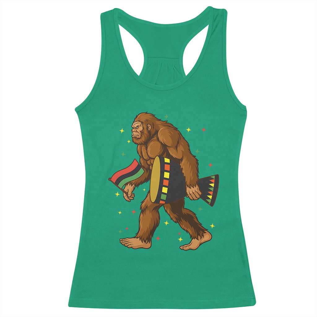 Funny Kwanzaa Bigfoot Lover Racerback Tank Top African American Holiday Gift - Print Your Wear