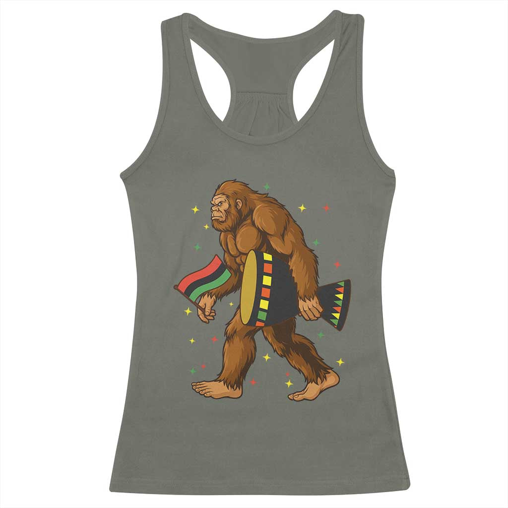 Funny Kwanzaa Bigfoot Lover Racerback Tank Top African American Holiday Gift - Print Your Wear