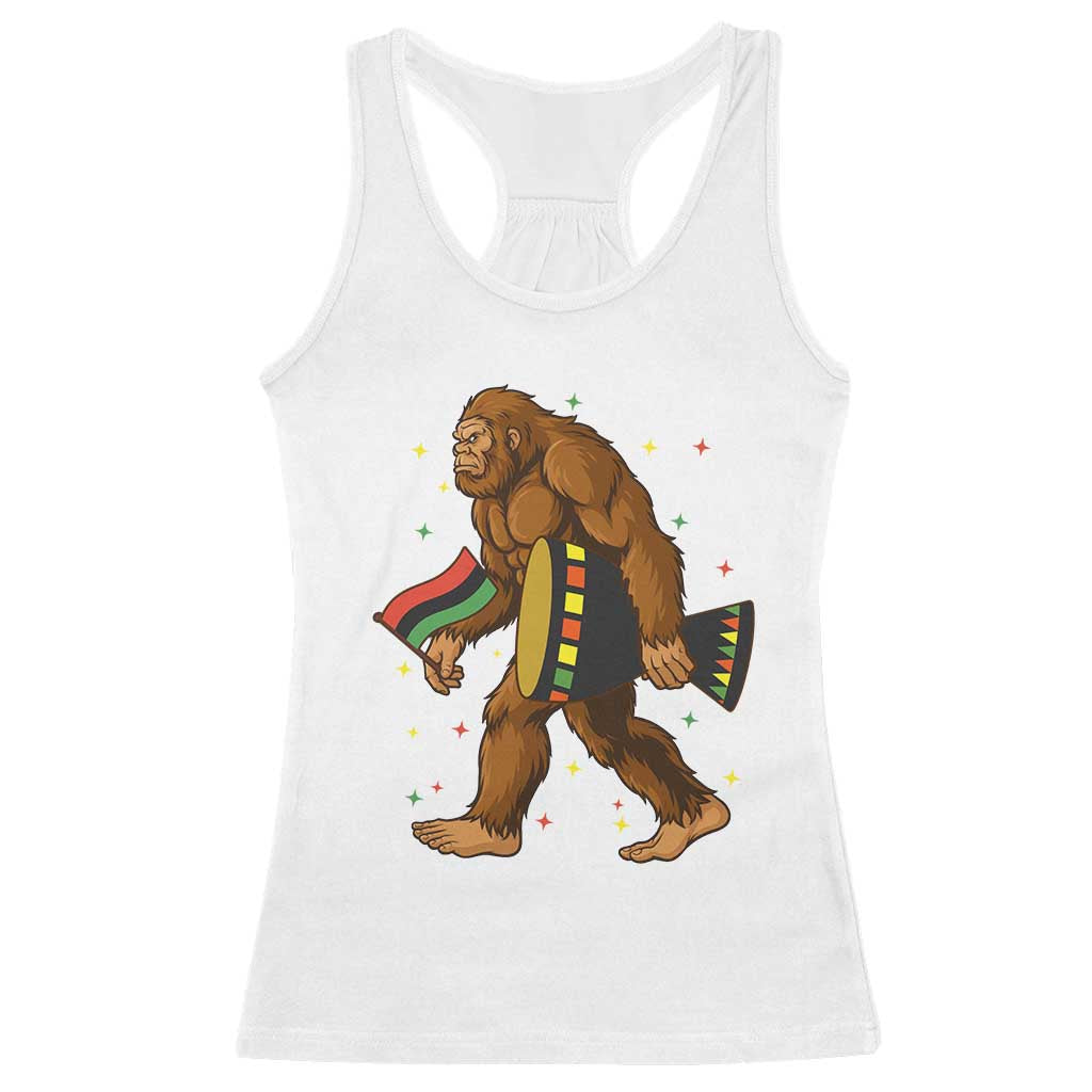Funny Kwanzaa Bigfoot Lover Racerback Tank Top African American Holiday Gift - Print Your Wear
