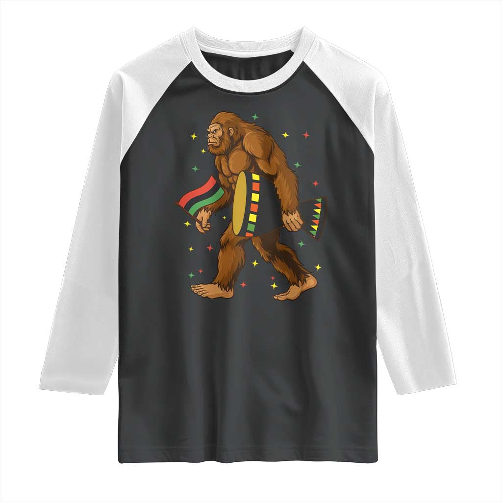 Funny Kwanzaa Bigfoot Lover Raglan Shirt African American Holiday Gift TS12 Black White Print Your Wear