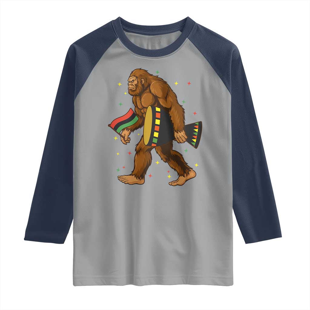 Funny Kwanzaa Bigfoot Lover Raglan Shirt African American Holiday Gift - Print Your Wear