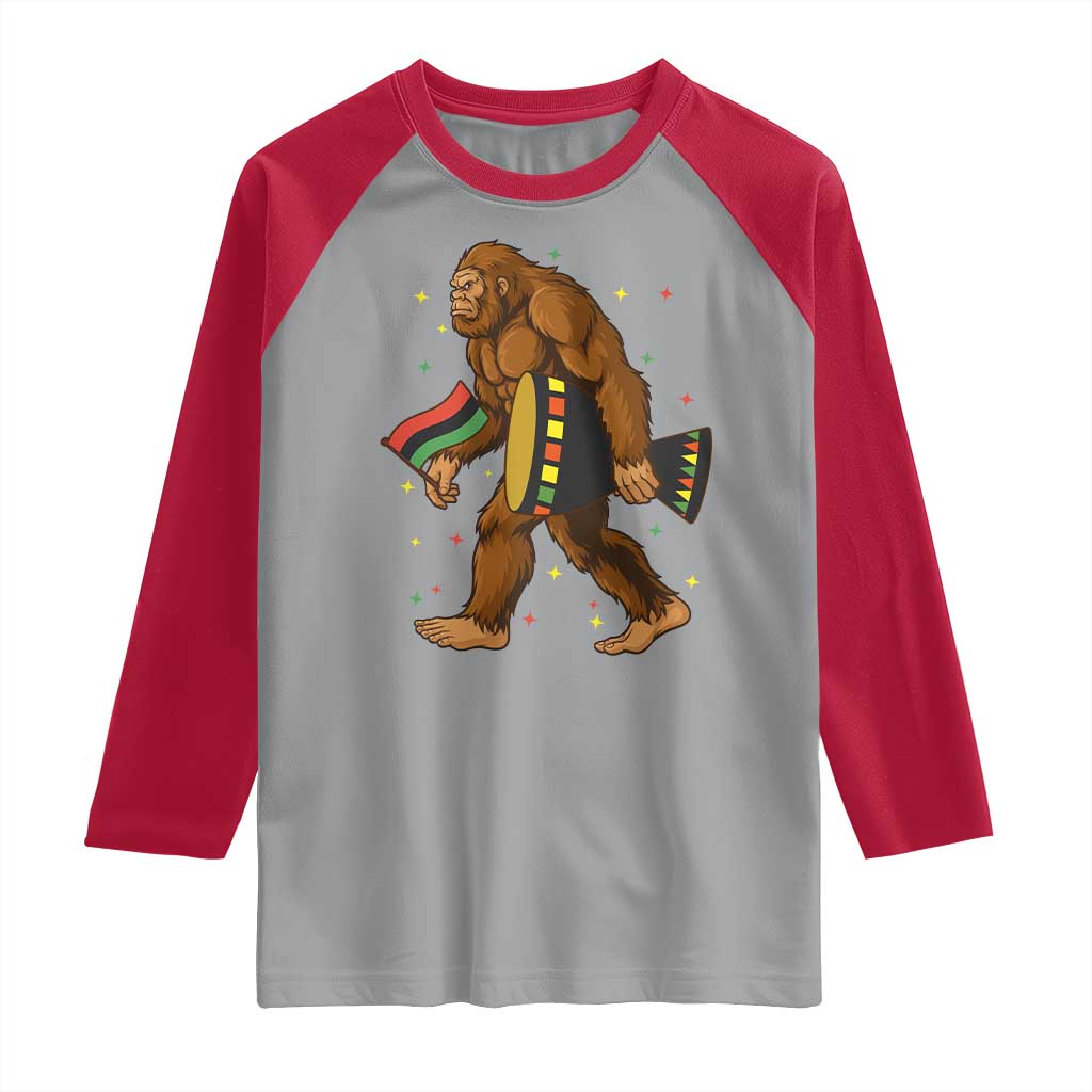 Funny Kwanzaa Bigfoot Lover Raglan Shirt African American Holiday Gift TS12 Sport Gray Red Print Your Wear