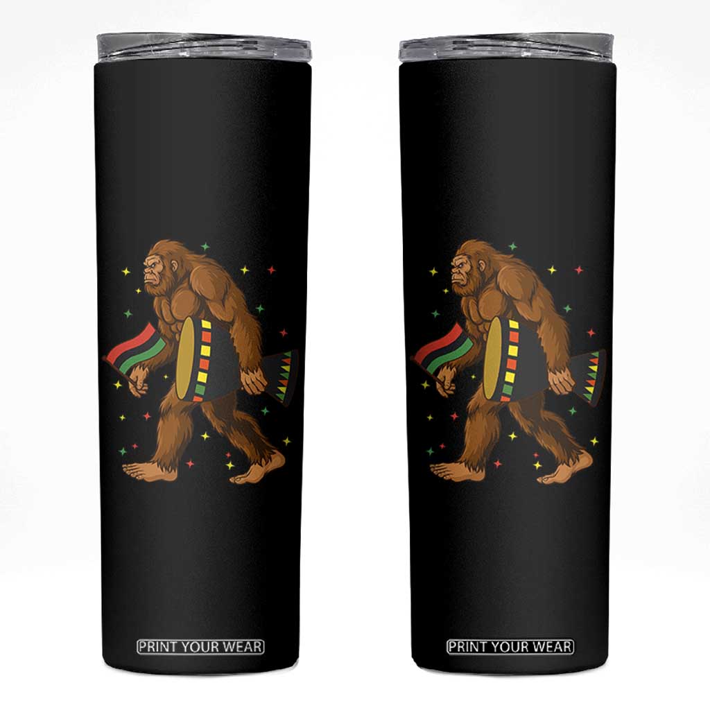 Funny Kwanzaa Bigfoot Lover Skinny Tumbler African American Holiday Gift - Print Your Wear
