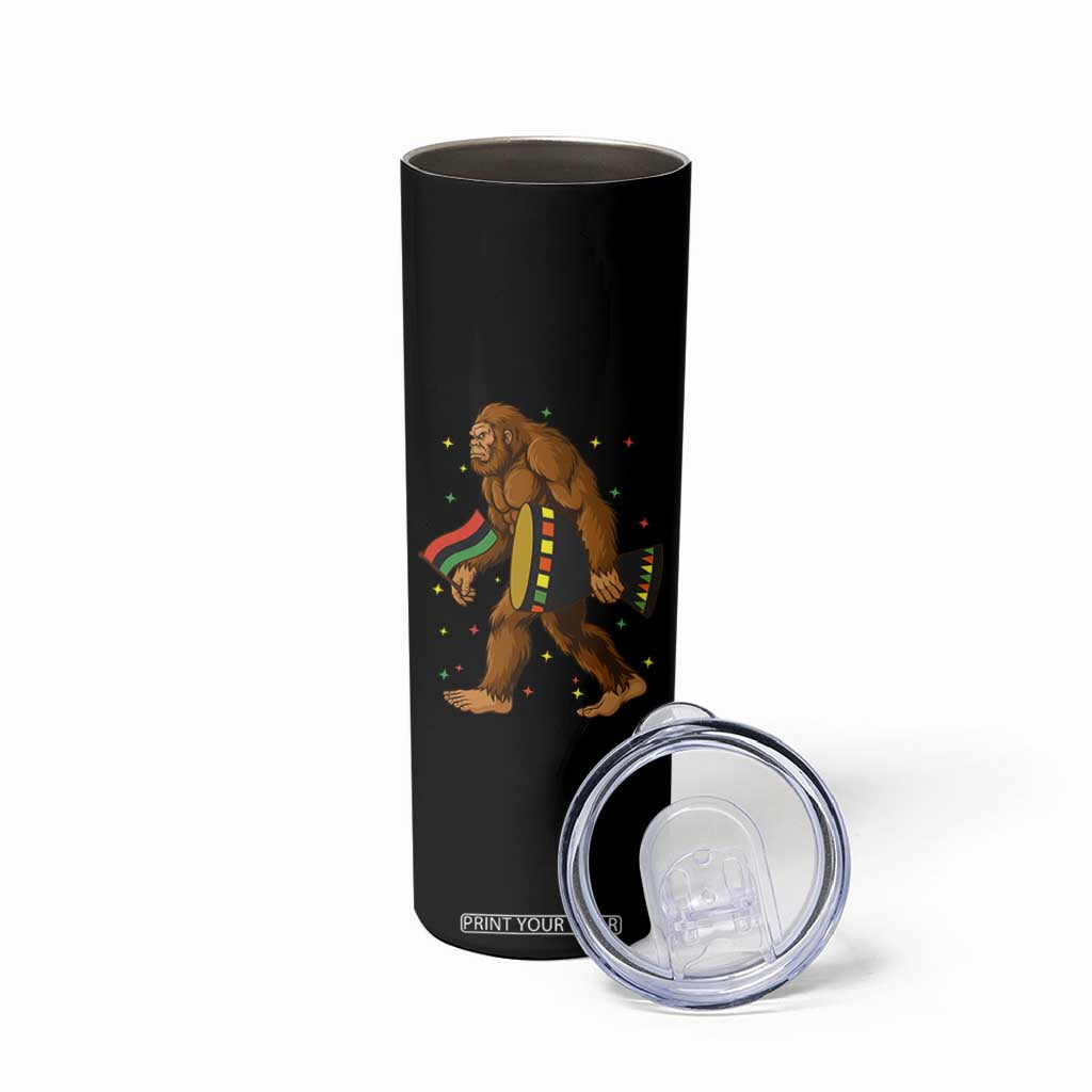 Funny Kwanzaa Bigfoot Lover Skinny Tumbler African American Holiday Gift - Print Your Wear