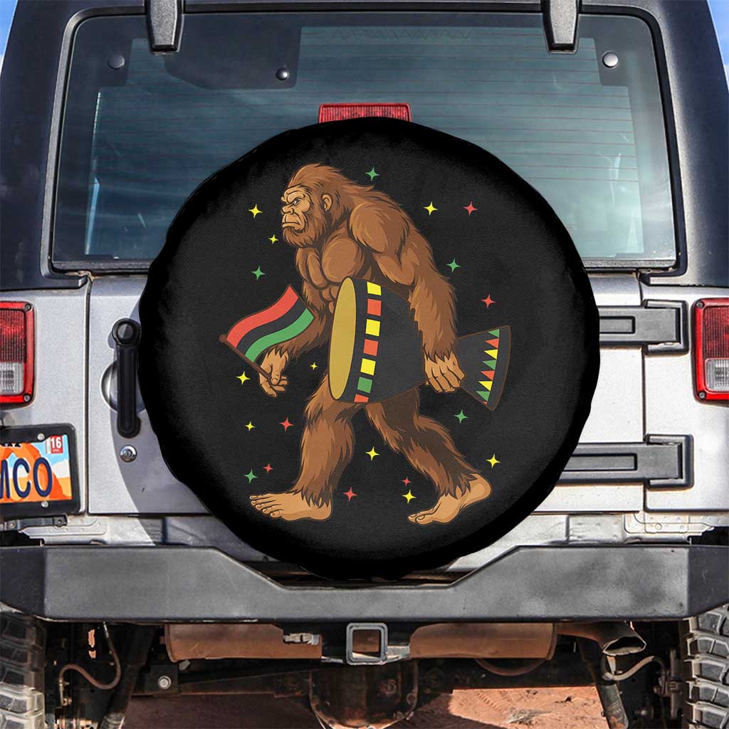 Funny Kwanzaa Bigfoot Lover Spare Tire Cover African American Holiday Gift TS12 No hole Black Print Your Wear