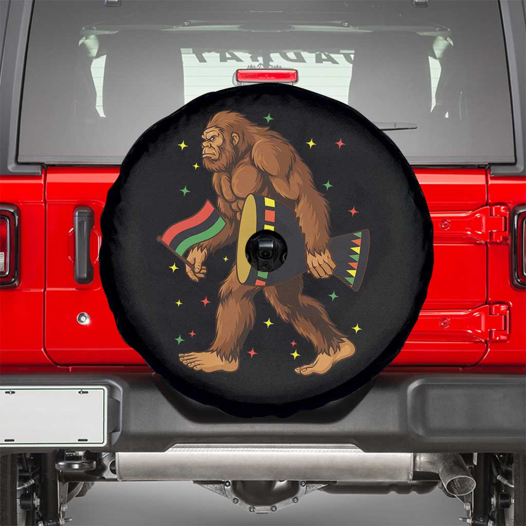 Funny Kwanzaa Bigfoot Lover Spare Tire Cover African American Holiday Gift - Print Your Wear