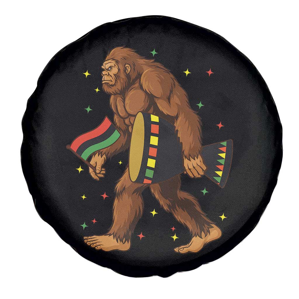Funny Kwanzaa Bigfoot Lover Spare Tire Cover African American Holiday Gift - Print Your Wear