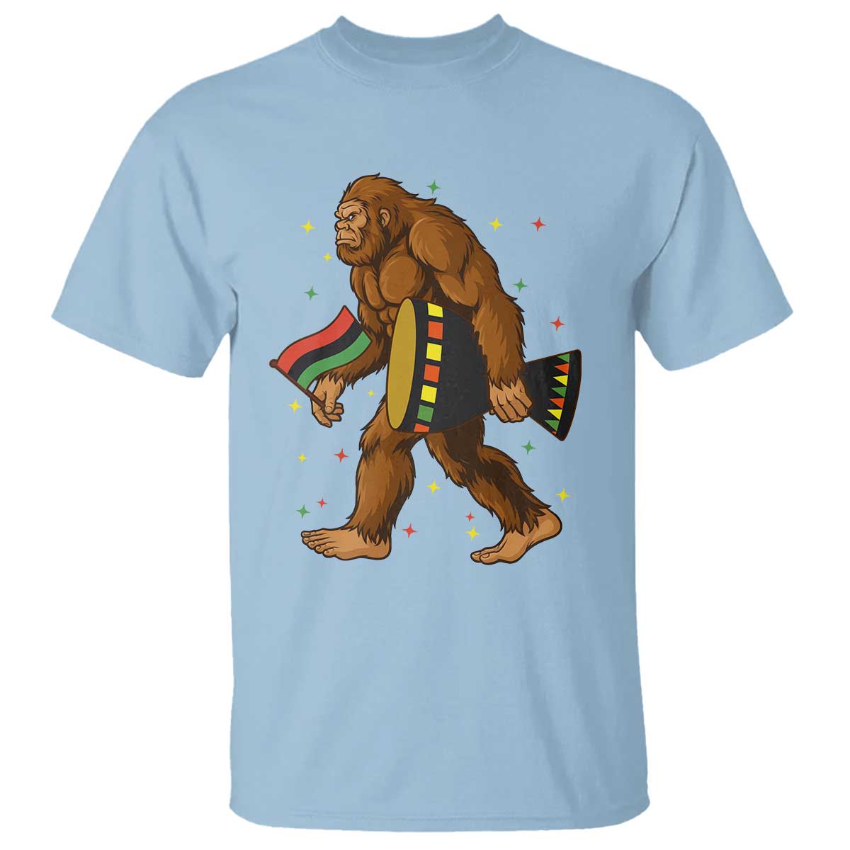 Funny Kwanzaa Bigfoot Lover T Shirt African American Holiday Gift TS12 Light Blue Print Your Wear