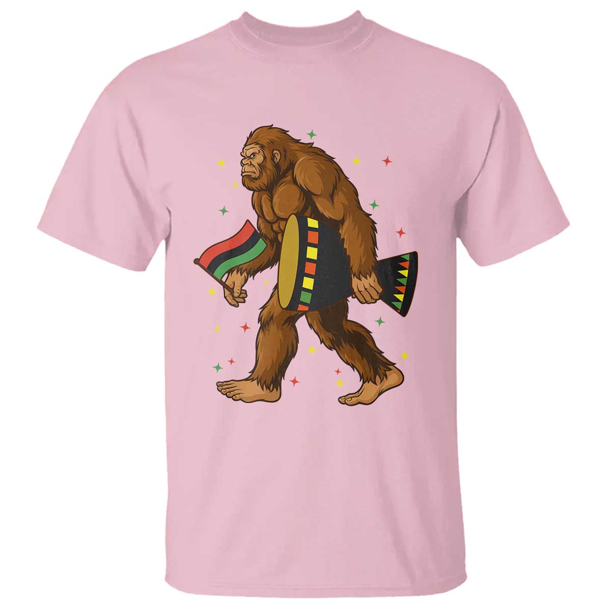 Funny Kwanzaa Bigfoot Lover T Shirt African American Holiday Gift TS12 Light Pink Print Your Wear