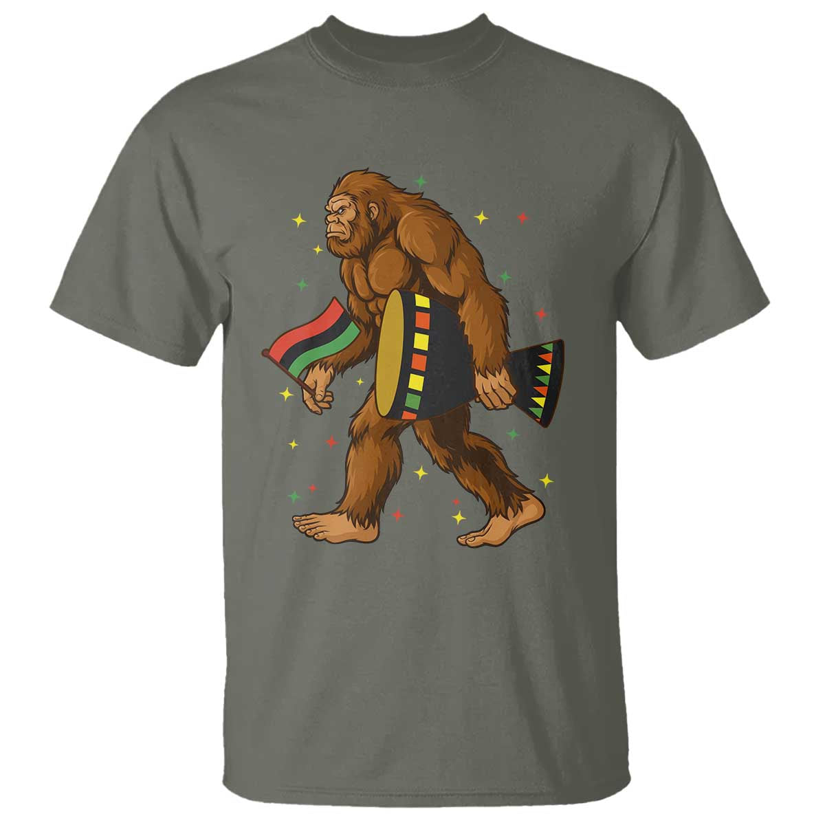 Funny Kwanzaa Bigfoot Lover T Shirt African American Holiday Gift - Print Your Wear