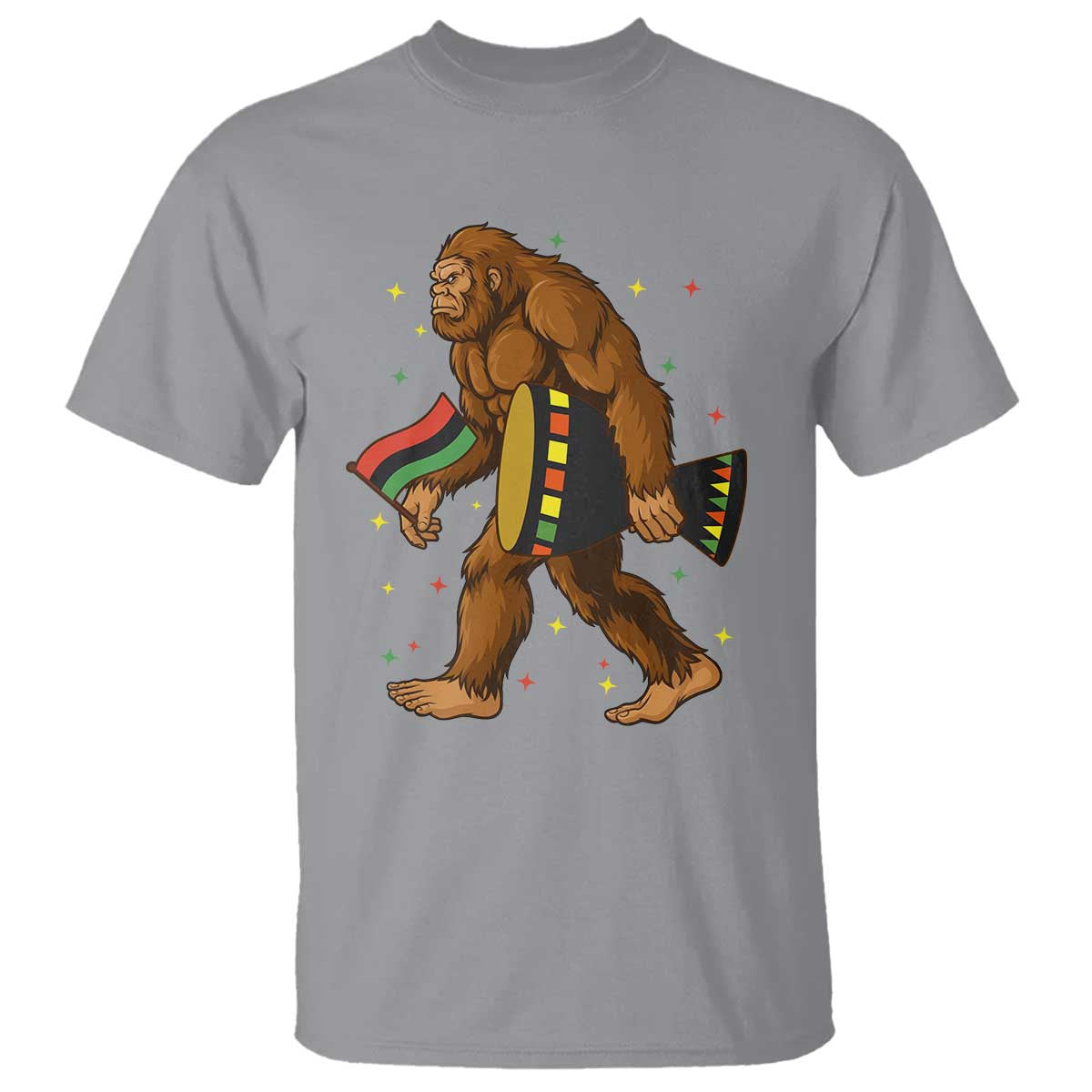 Funny Kwanzaa Bigfoot Lover T Shirt African American Holiday Gift TS12 Sport Gray Print Your Wear