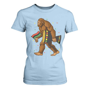 Funny Kwanzaa Bigfoot Lover T Shirt For Women African American Holiday Gift TS12 Light Blue Print Your Wear
