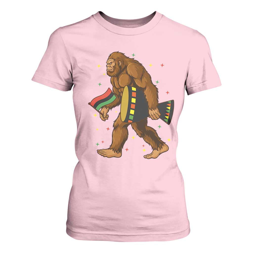 Funny Kwanzaa Bigfoot Lover T Shirt For Women African American Holiday Gift TS12 Light Pink Print Your Wear