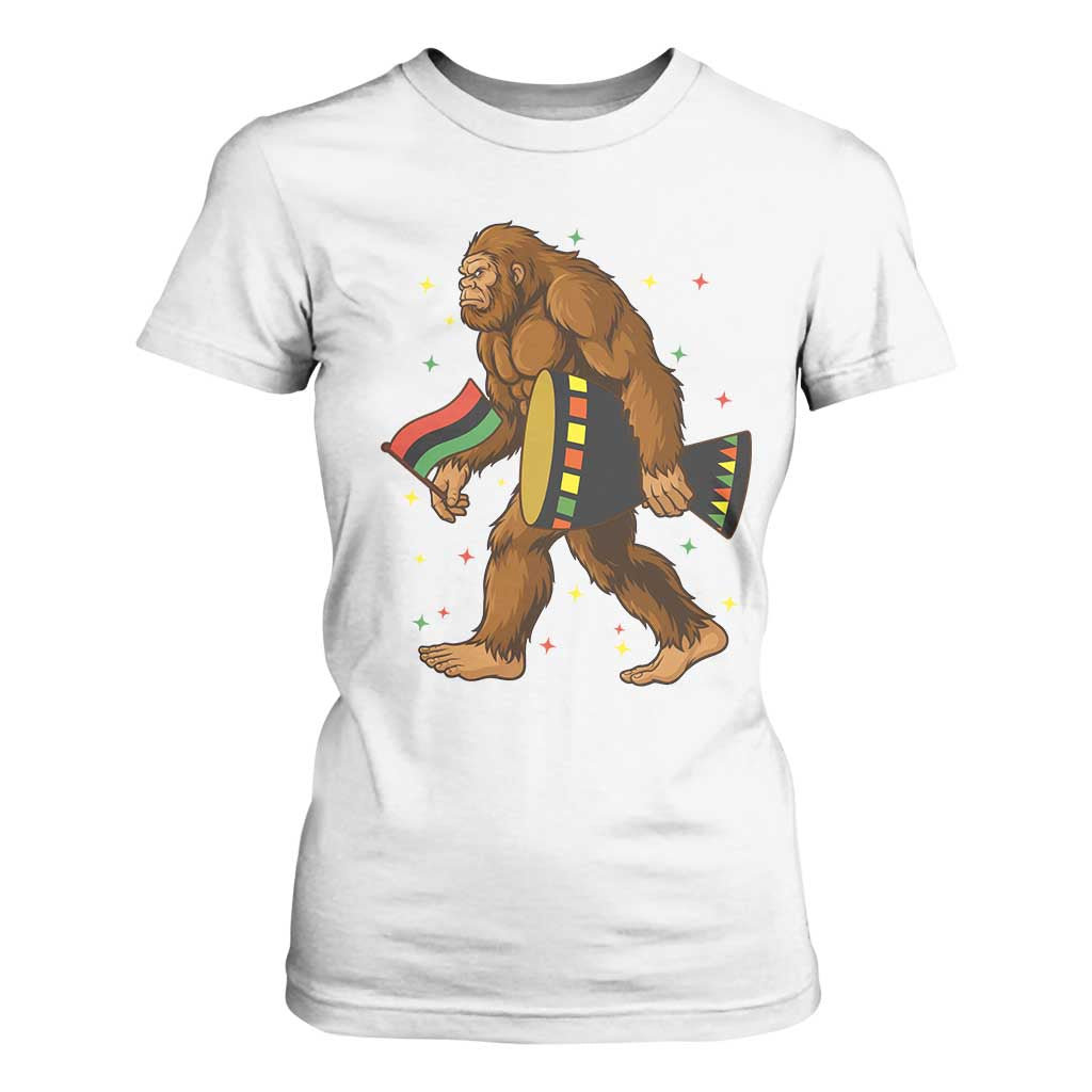 Funny Kwanzaa Bigfoot Lover T Shirt For Women African American Holiday Gift - Print Your Wear