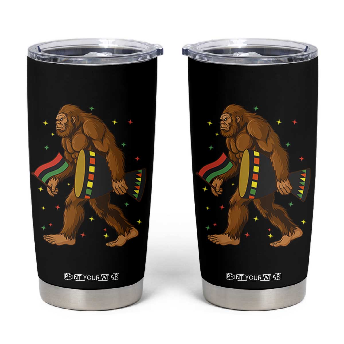 Funny Kwanzaa Bigfoot Lover Tumbler Cup African American Holiday Gift - Print Your Wear