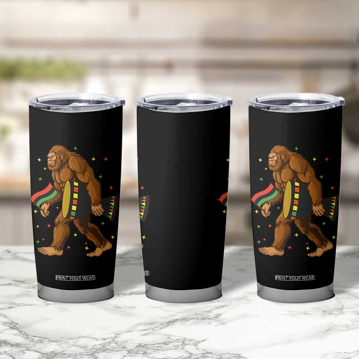 Funny Kwanzaa Bigfoot Lover Tumbler Cup African American Holiday Gift - Print Your Wear