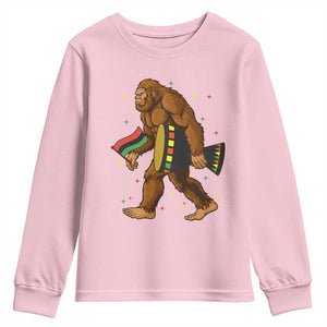 Funny Kwanzaa Bigfoot Lover Youth Sweatshirt African American Holiday Gift TS12 Light Pink Print Your Wear