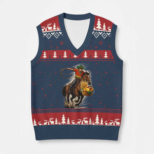 Kwanzaa Cowboy V-Neck Knit Sweater Vest Funny African American Festival Gift - Print Your Wear