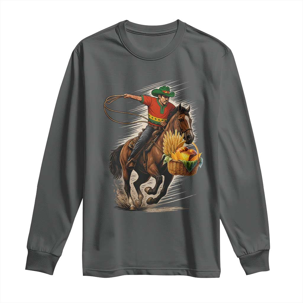 Kwanzaa Cowboy Long Sleeve Shirt Funny African American Festival Gift TS12 Dark Heather Print Your Wear