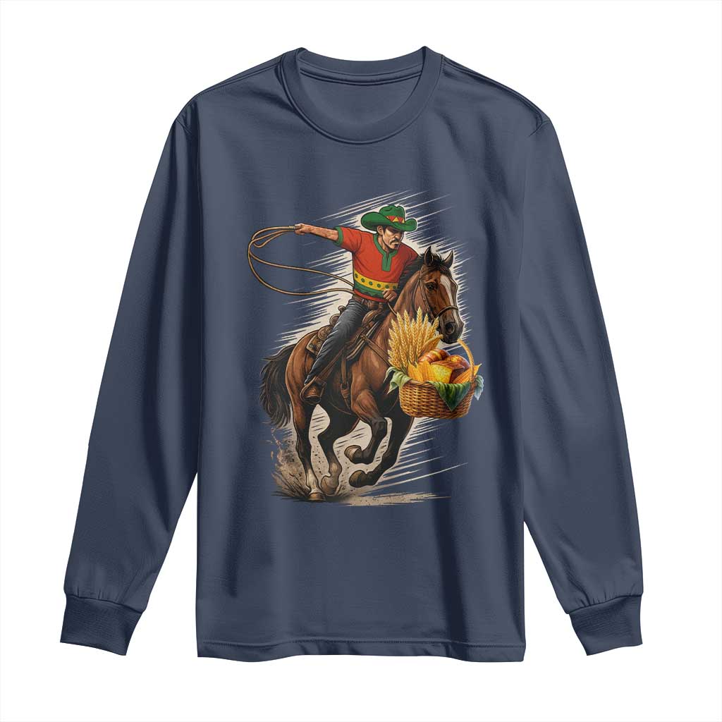 Kwanzaa Cowboy Long Sleeve Shirt Funny African American Festival Gift TS12 Navy Print Your Wear