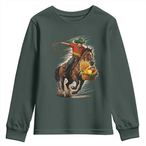 Kwanzaa Cowboy Youth Sweatshirt Funny African American Festival Gift TS12 Dark Forest Green Print Your Wear