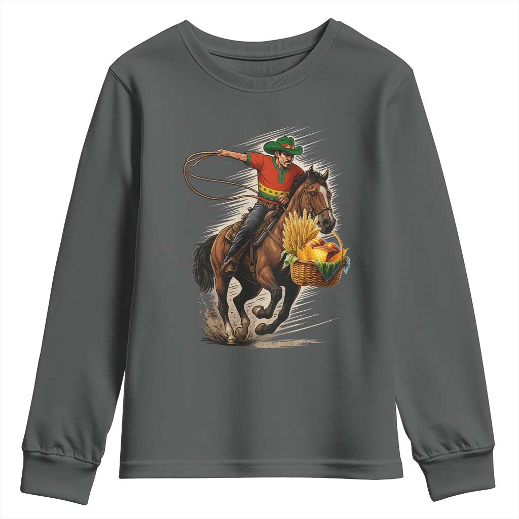 Kwanzaa Cowboy Youth Sweatshirt Funny African American Festival Gift TS12 Dark Heather Print Your Wear