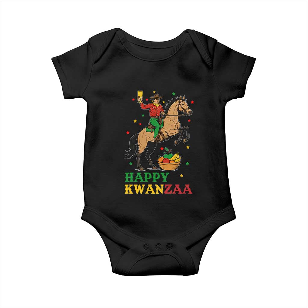 Happy Kwanzaa Cowboy Baby Onesie Funny African Holiday Gift TS12 Black Print Your Wear