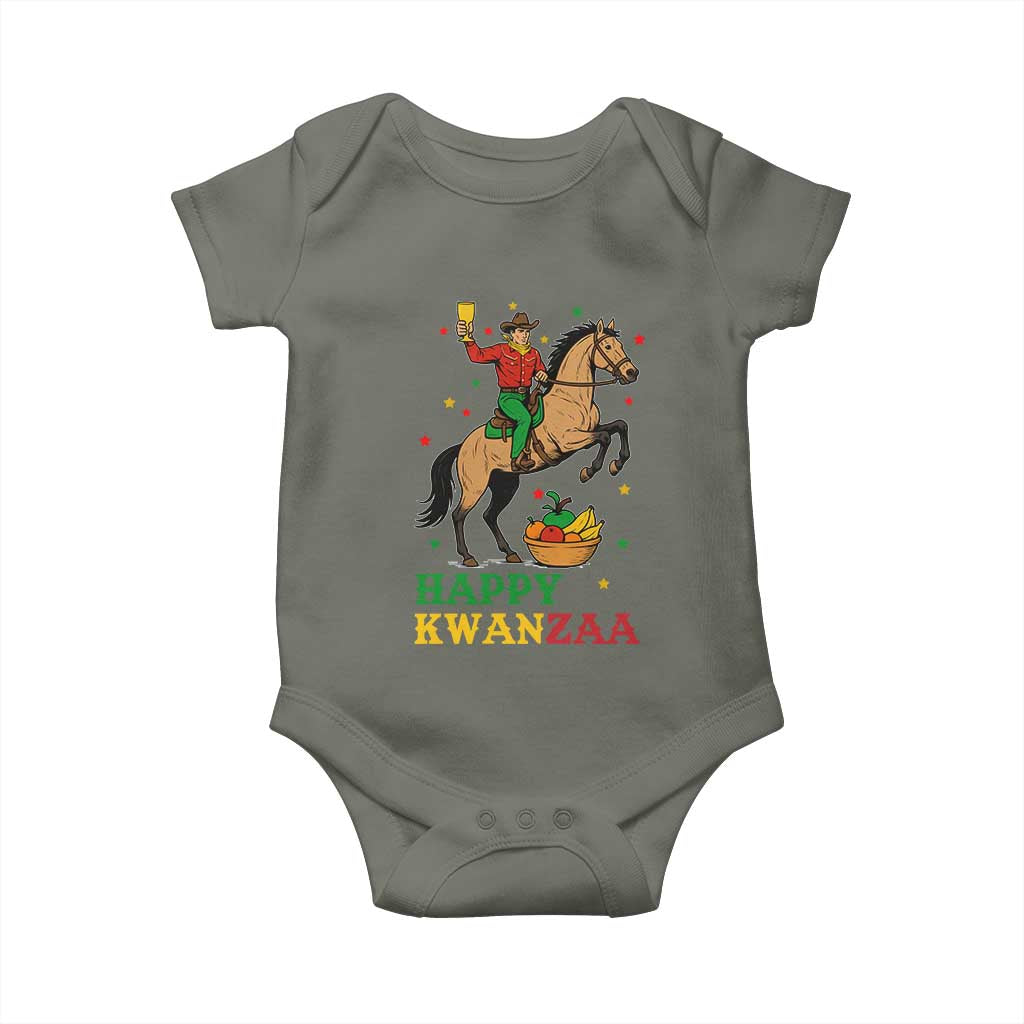 Happy Kwanzaa Cowboy Baby Onesie Funny African Holiday Gift TS12 Military Green Print Your Wear