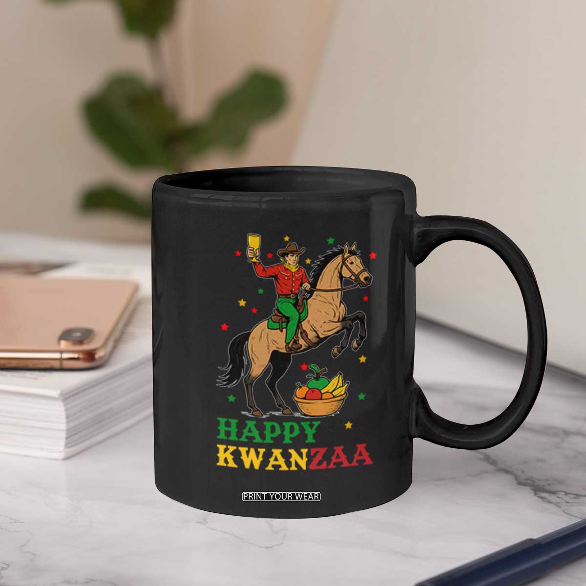 Happy Kwanzaa Cowboy Coffee Mug Funny African Holiday Gift - Print Your Wear