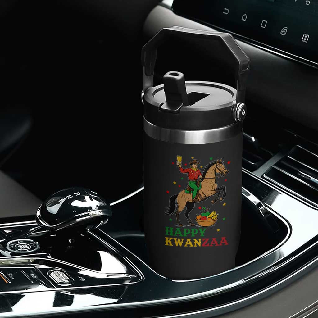 Happy Kwanzaa Cowboy Flip Straw Tumbler Funny African Holiday Gift - Print Your Wear